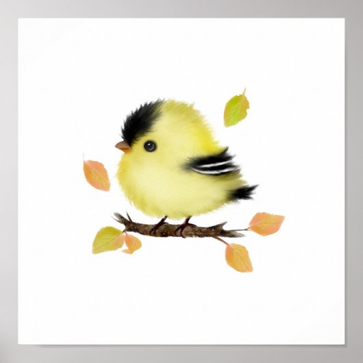 Cute Goldfinch Bird Poster Print (Voorkant)