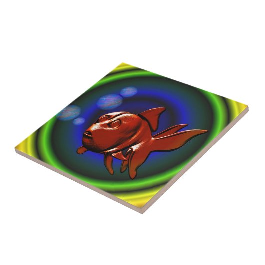 Cute Goldfish Abstracte Art Tile Tegeltje (Zijkant)