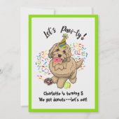 Cute Goldodenle Dog Birthday Party Invitation Kaart (Voorkant)