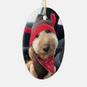 Cute Goldodenle in zijn kerstpas Keramisch Ornament (Rechts)