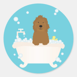 Cute Goldoedle Bubble Bath Ronde Sticker
