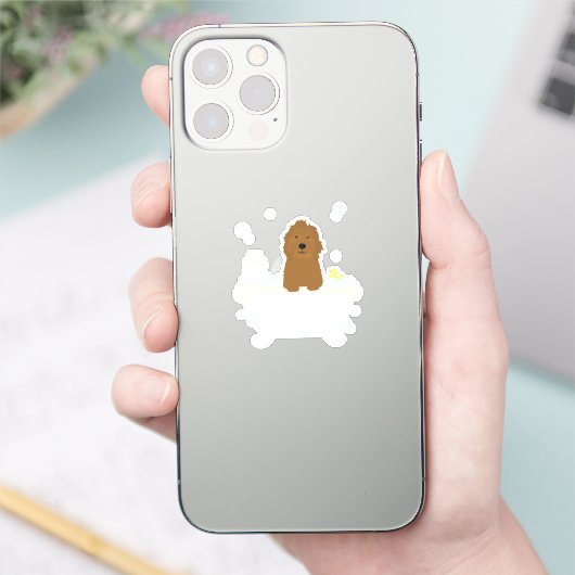 Cute Goldoedle Bubble Bath Sticker (Telefoon)