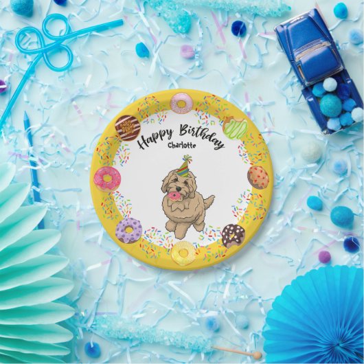 Cute Goldoedle Dog Birthday Party Paper Bord (Feest)