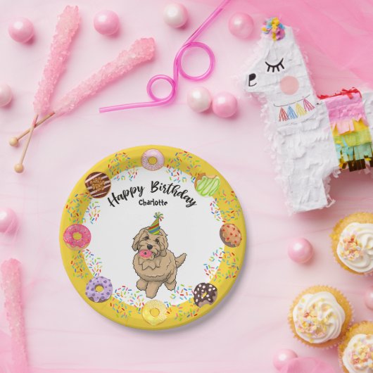 Cute Goldoedle Dog Birthday Party Paper Bord (Feest)