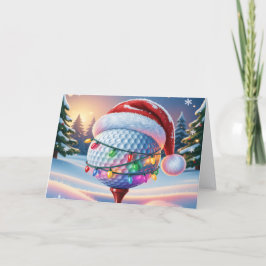 Cute Golf Ball and Santa Hat Feestdagen Kaart