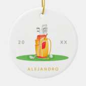 Cute Golf Ball Equipment Illustration Golfers Name Keramisch Ornament (Voorkant)