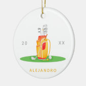 Cute Golf Ball Equipment Illustration Golfers Name Keramisch Ornament (Links)