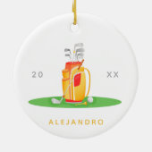 Cute Golf Ball Equipment Illustration Golfers Name Keramisch Ornament (Achterkant)