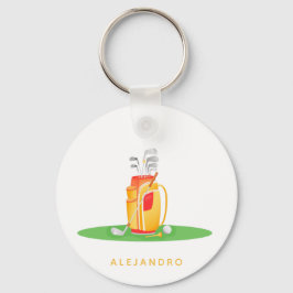 Cute Golf Ball Equipment Illustration Golfers Name Sleutelhanger