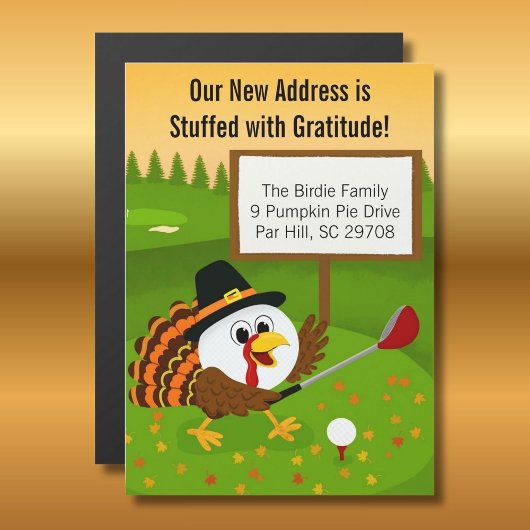 Cute Golf Ball Thanksgiving Moving Announcement