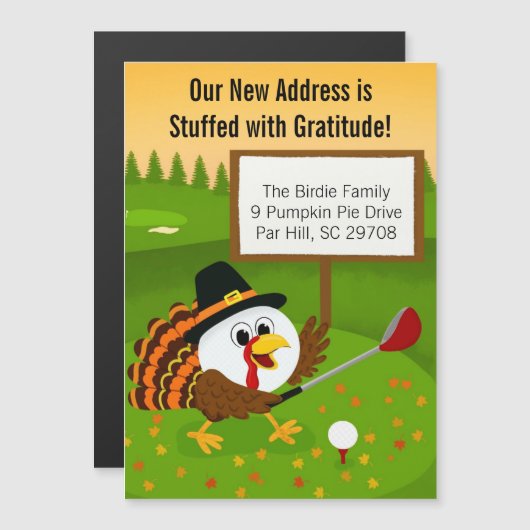 Cute Golf Ball Thanksgiving Moving Announcement (Voorkant / Achterkant)