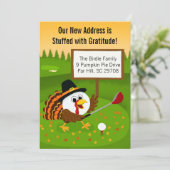 Cute Golf Ball Thanksgiving Moving Announcement Aankondiging (Staand voorkant)