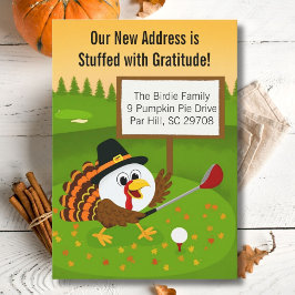 Cute Golf Ball Thanksgiving Moving Announcement Aankondiging