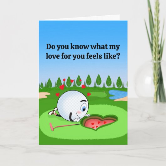 Cute Golf Ball Valentine's Day Kaart (Voorkant)