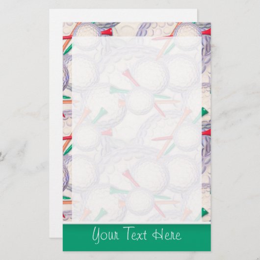 Cute Golf Balls & T - shirts Pattern Briefpapier (Voorkant / Achterkant)