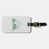 Cute Golf Cart Blue Waterverf Monogram Bagagelabel (Voorkant horizontaal)