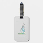Cute Golf Cart Blue Waterverf Monogram Bagagelabel (Achterkant verticaal)