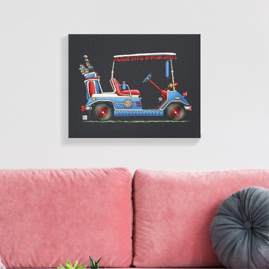 Cute Golf Cart Canvas Afdruk (Insitu (Woonkamer))