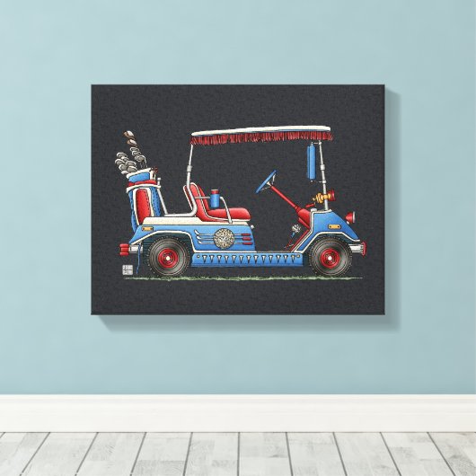 Cute Golf Cart Canvas Afdruk (Insitu (Houten vloer))