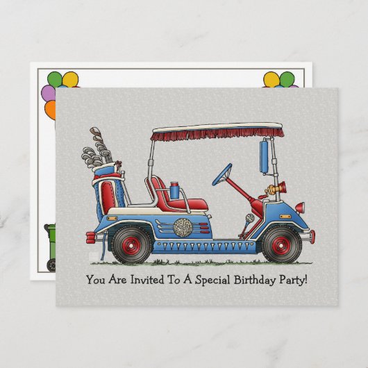 Cute Golf Cart Kaart (Voorkant / Achterkant)
