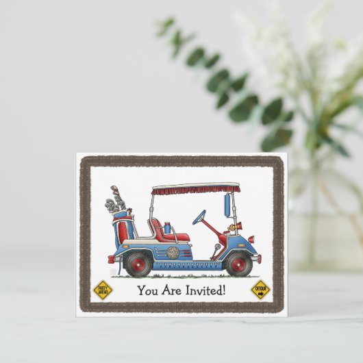 Cute Golf Cart Kaart (Staand voorkant)
