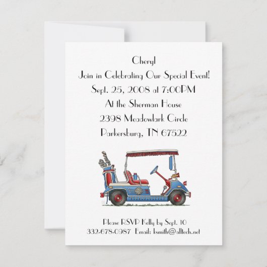 Cute Golf Cart Kaart (Achterkant)