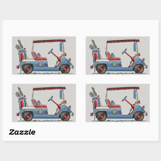 Cute Golf Cart Rechthoekige Sticker (Vel)