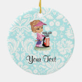 Cute Golf; DamasPatroon Keramisch Ornament (Achterkant)