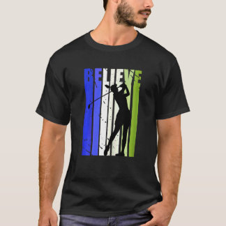 Cute Golf Silhouette Golfing Golfer Birthday Blue T-shirt