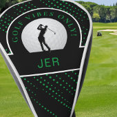 Cute Golf Vibes Quote Custom Monogram Black Green Golfheadcover