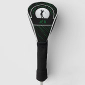 Cute Golf Vibes Quote Custom Monogram Black Green Golfheadcover (Voorkant)