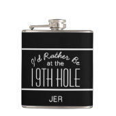 Cute Golfer 19th Hole Monogrammed Initialen Black Heupfles (Voorkant)