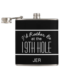 Cute Golfer 19th Hole Monogrammed Initialen Black Heupfles