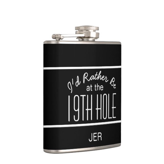 Cute Golfer 19th Hole Monogrammed Initialen Black Heupfles (Rechts)