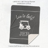Cute Golfer Golf Cart Monogrammed Initialen Grey Sherpa Deken