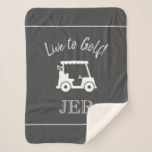 Cute Golfer Golf Cart Monogrammed Initialen Grey Sherpa Deken (Voorkant)