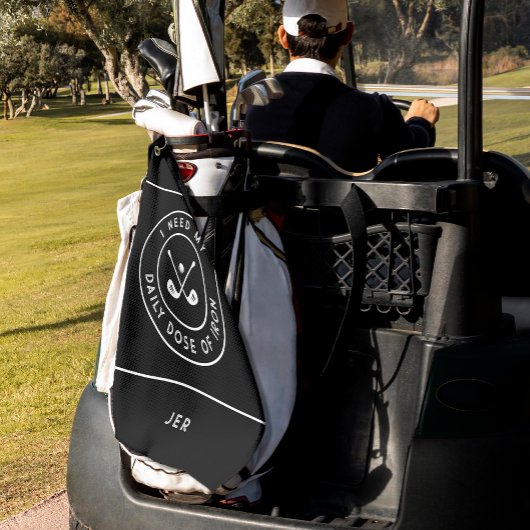 Cute Golfer Humor Golf Iron Sports Equipment Black Golfhanddoek
