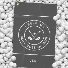 Cute Golfer Humor Golf Iron Sports Equipment Grey Golfhanddoek