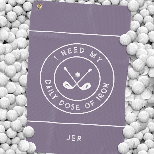 Cute Golfer Humor Golf Iron Sports Pro Paars Golfhanddoek