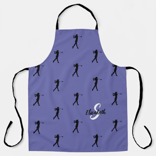 Cute Golfer Pattern Monogrammed Periwinkle Blue Ap Schort (Voorkant)
