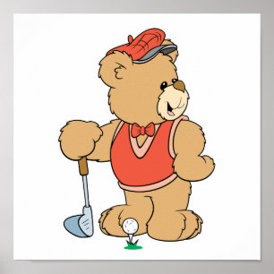 Cute Golfing Golfer Beer Poster