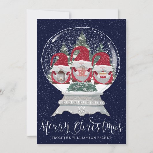Cute Gomes in een sneeuwWereldbol kerstKaart (Voorkant)