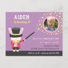 Cute Goochelaar Konijn Foto Kinderen Verjaardagsfe Kaart