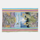 Cute Good Day Night Southwest Animal Desert Cactus Theedoek (Horizontaal)