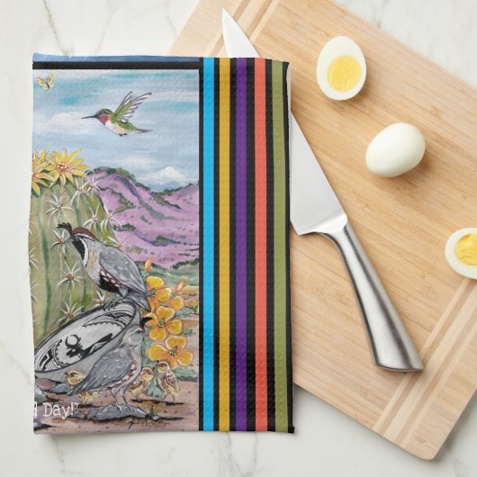 Cute Good Day Night Southwest Animal Desert Cactus Theedoek (Quarter Fold)