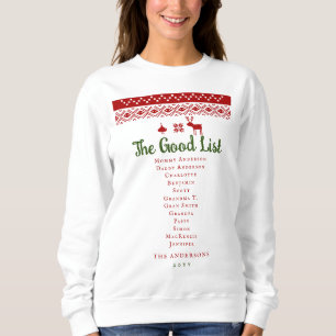 Cute Good List kerstSweater Red Nordic Family Trui