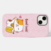 Cute Good Luck Kat Japanse Maneki Neko Roze Case-Mate iPhone Case (Achterkant (horizontaal))