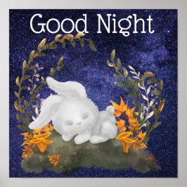 Cute Good Night wenst kattenslaappeltje poster