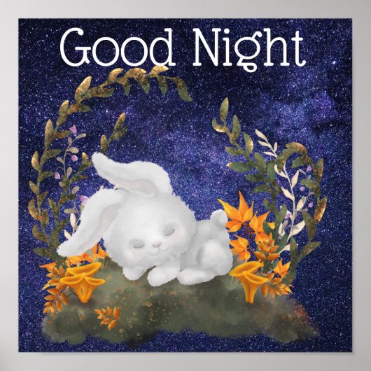 Cute Good Night wenst kattenslaappeltje poster (Voorkant)