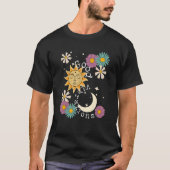 Cute Good Vibration Boho Sun Moon Flowers Energy P T-shirt (Voorkant)